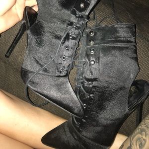 Black lace up booties